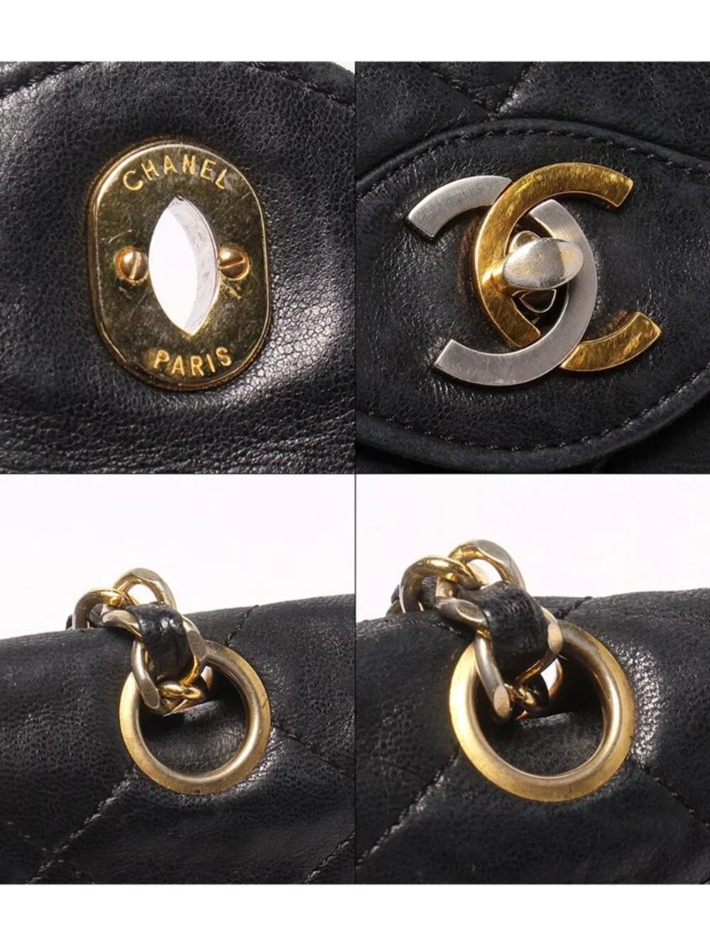 Chanel Shoulder Bag Crossbody Gold Quilted Double Chain Flap Paris Exclusive